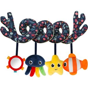 Spiral Car Seat & Stroller Activity Toy,Car Seat Toys for Babies 0-6 Months Boy,Baby Spiral Hanging Plush Activity Toys Thank You Gifts for Newborn 0 3 6 9 12 Months Baby Boys Girls (Ocean Color)