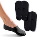 ONDO Organic No Show Cotton Socks Invisible, Non-Slip, Soft Comfortable Toe Men & Women 4-Pack (Black, Large)