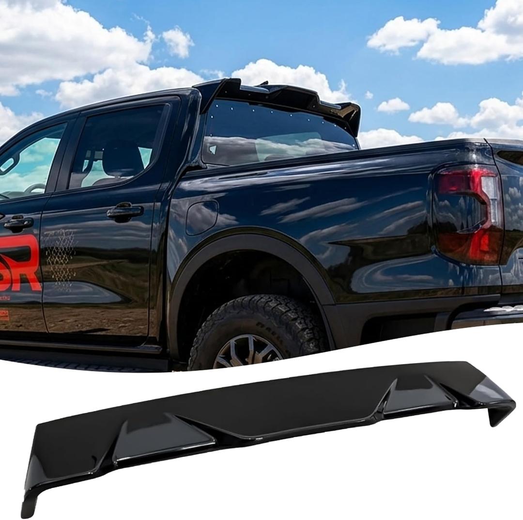 STSEV01 Rear Spoiler Cab Roof Wing Fit for Ford Ranger 2024 2025 2026 All Beds and Cabs XL/XLT/Raptor/Lariat, Gloss Black Top Wing Lip Exterior Accessories