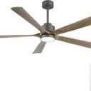 ELEHINSER 60" Modern Ceiling Fan with Light and Remote Control, 5 Solid Wood Blades 6-Speed Noiseless Reversible DC Motor, Ceiling Fan for Kitchen Dinning Living Room, Charcoal Finish with Wood Blades