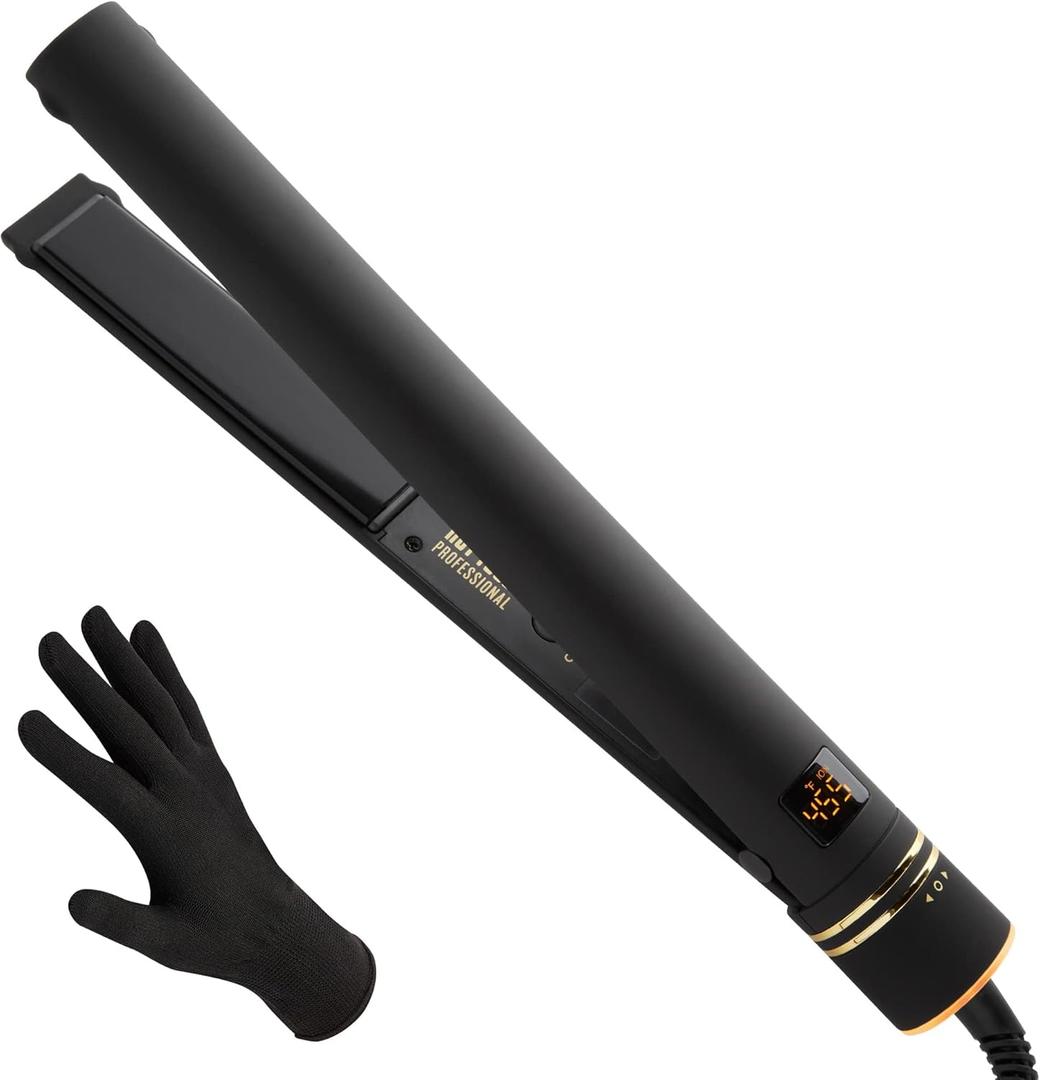 Hot Tools Pro Artist Black Gold Evolve Ionic Salon Hair Flat Iron | Long-Lasting Finish for Straightening Hair, (1 in)