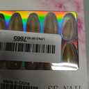 IQXGE Nude Acrylic Press on Nails Almond Medium Acrylic Nails Press Ons Almond Full Cover Glue on Fake Nail with Gold Glitter Designs Artificial Stick on False Nail for Women