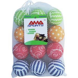 AMA SPORT Squeaky Tennis Balls for Dogs 12 Pack 2.5" Squeaky Tennis Balls for New Puppy Small Medium Dog Toys for Fetch, Exercise, Outdoor Play (Squeaky-Multi Colors)