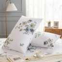 King Size Pillowcases Set of 2, 100% Cotton Pillow Cases, Vintage Garden Floral Print, Soft Breathable Envelope Closure Pillow Covers(King, 20"x36")