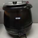 Stainless Steel Stock Pot - 10.5 Quart With Hinged Lid And Removable Soup Jug, Heatable Large Capacity Soup Bucket, Commercial Grade Stockpot With Lid, Black