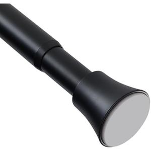 EBOATOP Black Shower Curtain Rod - Tension Curtain Rod Adjustable 32 to 62 inch Spring Tension Shower Rod No Drilling Non Slip, Matte Black