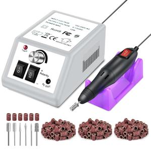 LAVAED Professional Electric Nail Drill Machine Kit - Low Noise Vibration with 156pcs Sanding Bands for Acrylic Nail Drill, Gel Art Remover, Polisher, Manicure, Pedicure (Pale Grey)