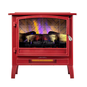 Country Living 24-in W Deep Red Free standing Infrared quartz Flat Wall Electric Fireplace with Remote Control Included