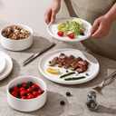 GZG Classic Series - Plates and Bowls Set for 4, 12 Piece Stoneware Dinnerware Sets, Microwave and Dishwasher Safe Lead-Free Handcrafted Ceramic Dishes Set - Ivory White