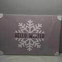 Hello Winter Canvas Print Wall Art - Christmas White Snowflake on Grey Background - Wall Decor Modern Artwork Paintings Pictures for Living Room Stretched and Framed Ready to Hang - 24" x 36"