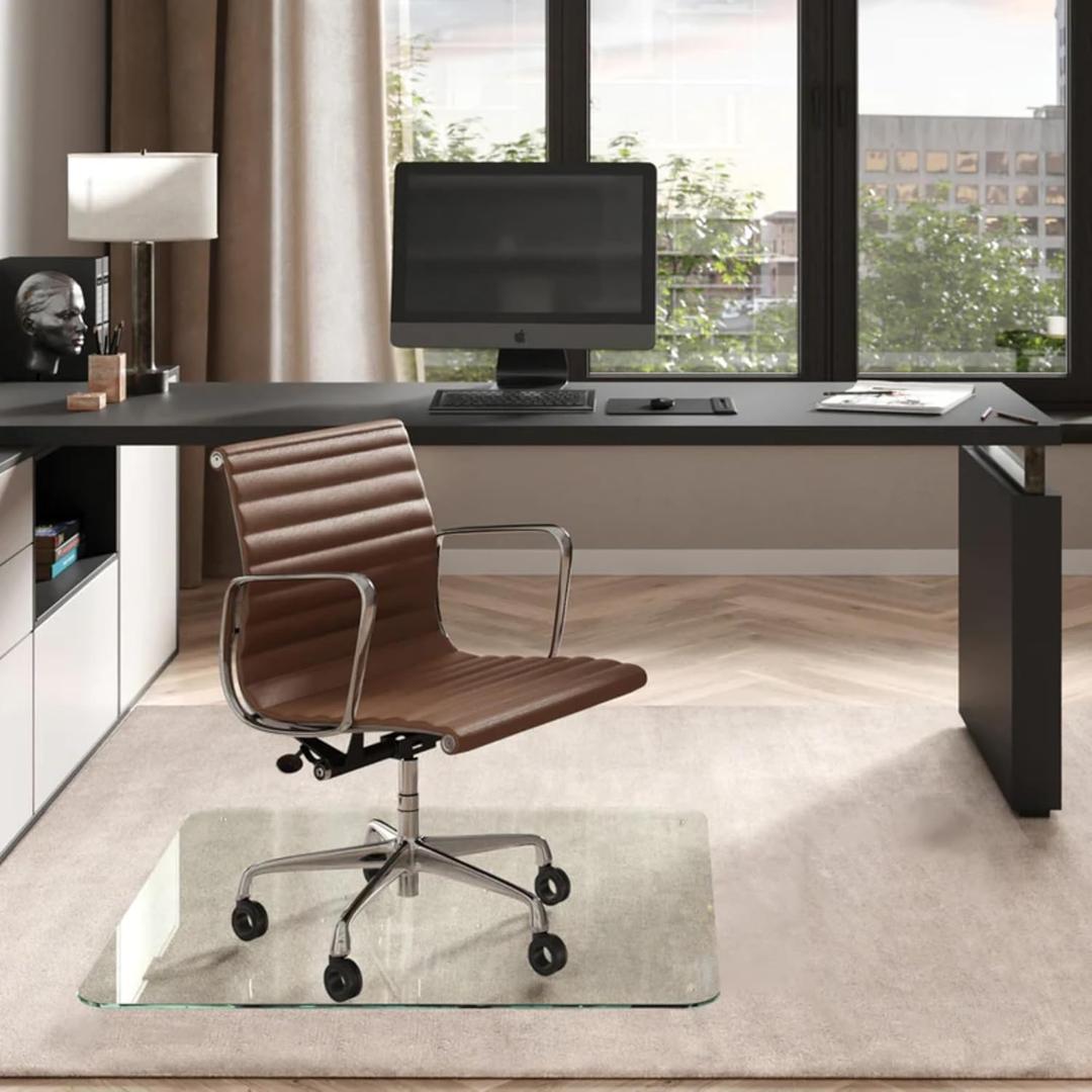 Vitrazza Glass Office Chair Mat  42 x 42 Desk Mat with Clear Safety Glass/Creates Smooth, Easy Glide/Protects Against Carpet Imprints/Perfect for Home and Office Spaces (Chiaro Standard Clear) Vitrazza Glass Office Chair Mat  42 x 42 Desk Mat with Clear Safety Glass/Creates Smooth, Easy Glide/Protects Against Carpet Imprints/Perfect for Home and Office Spaces (Chiaro Standard Clear)