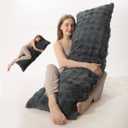 TEXSTEAD Luxury Faux Fur Body Pillow Cover, Ultra Soft Fluffy Long Pillowcase, Fuzzy Plush Bed Pillow Case for Bedroom & Sofa 20 x 54 Inches Zipper Closure 1 Pack (Gray)