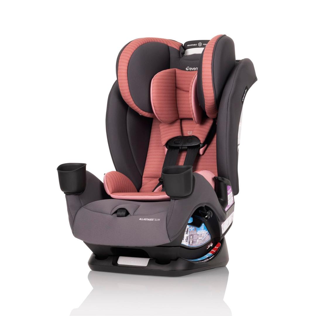 Evenflo All4Stages Slim 4-in-1 Convertible Car Seat (Sanibel Pink), Expires on 2036-04-01