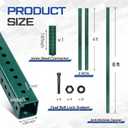 8 ft H x 2 in W Square Sign Post with 7/16" Dia Mounting Holes Galvanized Steel Metal Poles Outside Rust Resistant Industrial Perforated Tube for Street, Parking, Construction (Green)