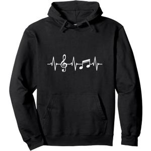 Musician Clothing Heartbeat Music Notes Pullover Hoodie, Small