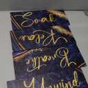 ONIZHITY 4 Pcs Blue and Gold Bathroom Decor Navy Blue Gold Wall Decor Relax Soak Unwind Breathe Wooden Rustic Marble Style Versatile Bathroom Accessories for Bedroom Living Room Decor(10X4)