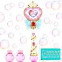 Princess Automatic Bubble Wand Solution for Toddler Kid Toy Age 1 2 3 4 5 6 7 8 1yr Year Old Little Girl Gift Blower Machine Outdoor Juegos Juguetes Burbujas Niñas Easter Pink