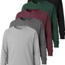 Real Essentials 5 Pack: Boys' Cotton Jersey Long Sleeve T-Shirt Uniform Kids Crew Neck Tee Top (X-Small)