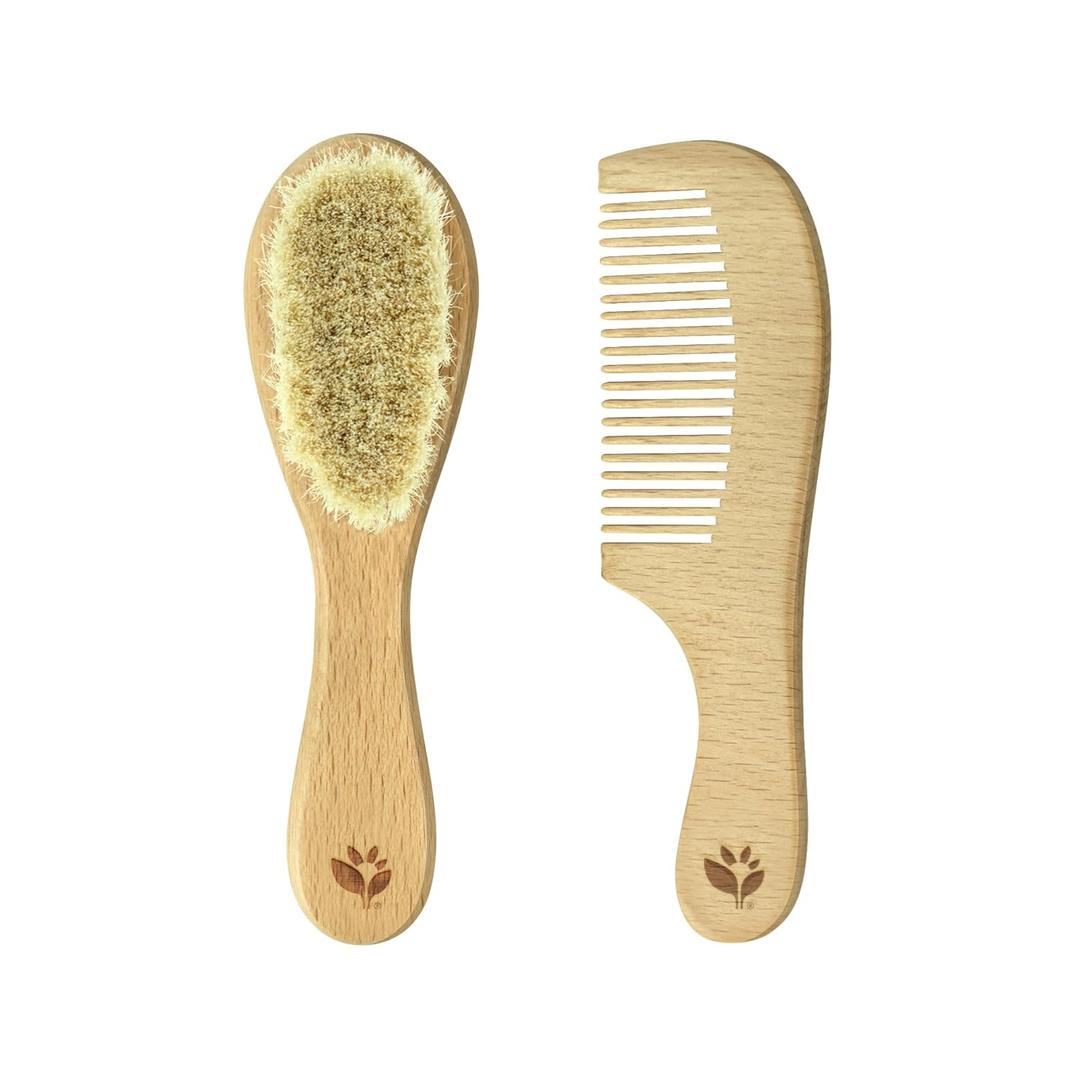 Baby Brush & Comb Set | Gently Grooms Baby's Hair | Made of Natural Wood And Bristles