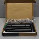 Universal Tabletop TV Stand with Wall Mount for 32 to 70 inch 4 Level Height Adjustable, Heavy Duty Tempered Glass Base, Holds up to 110lbs Screens, HT03B-002