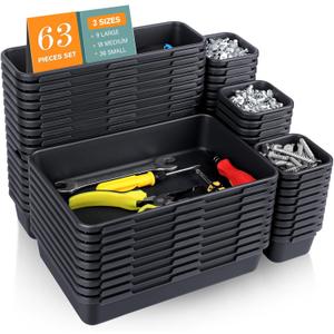 tchrules 63 PCS Tool Box Organizer Tray, Plastic Drawer Organizer Tray, 3 Size Desk Drawer Organizers, Toolbox Organization Storage Bins for Rolling Tool Chest Cart Cabinet Work Bench Small Parts (grey) tchrules 63 PCS Tool Box Organizer Tray, Plastic Drawer Organizer Tray, 3 Size Desk Drawer Organizers, Toolbox Organization Storage Bins for Rolling Tool Chest Cart Cabinet Work Bench Small Parts (grey)