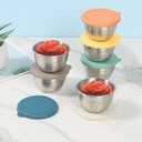 12pc Multicolor Salad Dressing Containers 1.69oz Small Salad Dressing Cups with Lids Stainless Steel Condiment Containers Reusable Sauce Containers for Kitchen Picnic Travel Meal Prep