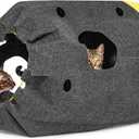 Homrich Interactive Cat Play Bag- Durable Rug for Hide and Seek, Collapsible Hole Mat, Tunnel Sleeping Bag for Indoor Cat- Fun Activity Pet Training Toy (Large)