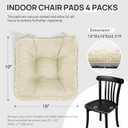 Love's cabin Memory Foam Chair Cushions Set of 4, 15.5"x15.5"x3.5" Indoor & Outdoor Seat Pads for Dining, Kitchen, Office, Patio Chairs - Beige