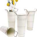 Notakia 4Pcs Galvanized Metal Vases Farmhouse French Flower Bucket Vases for Cut Flowers for Home Decor and Wedding Table Centerpiece Decorations (Beige Set of 4) (9.05in Small)