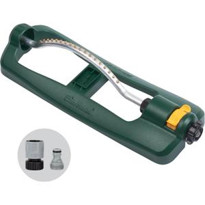 Melnor 65132AMZ TurboTek Turbo Oscillating Sprinkler with Brass Nozzles and QuickConnect Set, Green, Yellow, Black