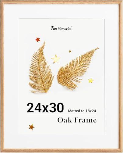 Fun Memories 24"x30" Picture Frame, Solid Oak Wood Frame for Wall
