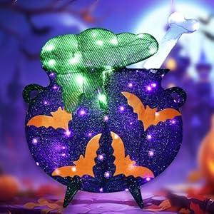 Halloween Decorations Outside Witches Cauldron - HOYECHI Outdoor Halloween Decor Lighted Cauldron 2.5FT, Light Up 3D Witch Cauldron with 60 LED Lights, for Front Yard Porch Gardens Lawns Party