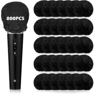 WLLHYF Microphone Cover, Disposable Mic Covers Individually Wrapped Non-Woven Microphone Windscreen Protective Cover for KTV Bar Recording Room (800)