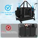 Petskd Extra Large Cat Carrier with Wheels and Litter Box 24"x17"x17" for Large Cat or 2 Small Cats, Soft-Sided Cat Carrier with Lockable Safety Zippers(Black)