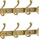 Vintage Coat Rack Wall Mount, Decorative Wall Coat Rack with 4 Hooks for Hanging Key Purse Hat Robe Towel Clothes Unique Hanger for Bathroom Shower Entryway Antique Brass 2 Pack