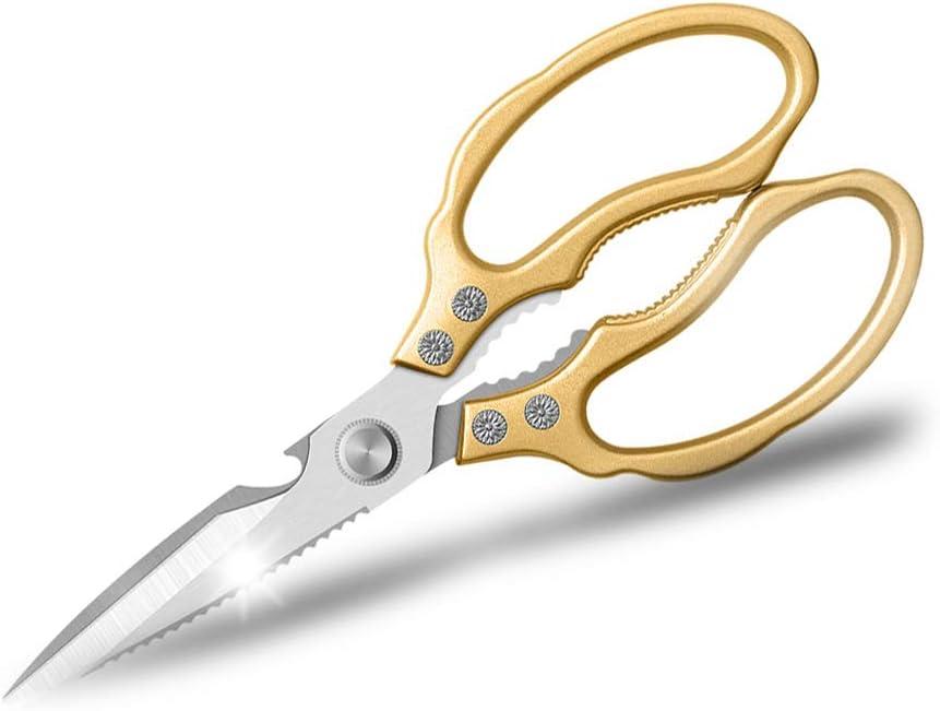 Kitchen Scissors, Heavy Duty Sharp Multifunction Dishwasher Safe,Kitchen Accessories Large Shears for Meat Chicken Fish Poultry Herb Bread (Golden)