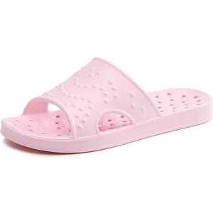 shevalues Shower Shoes for Women Men with Arch Support Quick Drying Pool Slides Lightweight Beach Sandals with Drain Holes (8-9 Women/6.5-7.5 Men, Pink)