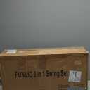 FUNLIO 2 in 1 Swing Set for Toddler & Baby Jumper, Heavy Duty Kids Swing & Bouncer with 4 Sandbags, Foldable Metal Stand for Indoor/Outdoor Play, Easy to Assemble and Store - Black