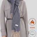 Winter Scarf for Women Cashmere Feel Pashmina & Blanket Wrap Cozy Fashion Shawl Ideal Christmas & Holiday Gift (Navy Blue)