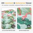 UNIKOME Outdoor Chair Cushions Pack of 4, Water Resistant Patio Cushions with Ties, High Density Sponge Filling Square Corner Seat Cushions for Outdoor Furniture, 18.5"*16"*3", Flamingos