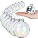 Liliful 12 Pcs Christmas Glass Ornaments for Crafts Fillable Glass Balls 2.36 Inch Removable Top Hanging Bulbs Ornaments for Christmas Tree DIY Craft Party Wedding Home Decor