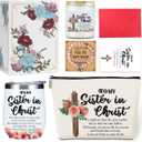 Inspirational Christian Gifts for Women, Best Friends Bestie Soul Sisters, Sister Birthday Gifts, Sisters Gifts from Sister, Christmas Religious (12oz Tumbler Makeup Bag Candle Bracelet Card Set)