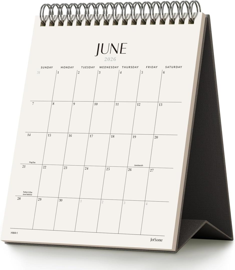 Jotsome Desk Calendar 2026-2027, Small Standing Flip Desktop Calendar From Now to June 2027 for Home and Office, Easy Organizing (Black, Small)