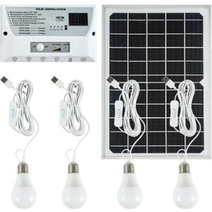 Solar Powered Indoor & Outdoor Pendant Lights with 4 LED Bulbs, Each 5m Cord, Waterproof, 6000mAh Battery for Yards, Gardens, Patios, Camping, RVs & Sheds
