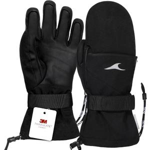 Achiou Ski Gloves,Winter Cold Weather Gloves for Men Women,Waterproof Touchscreen Snow Mittens (Small, Black)