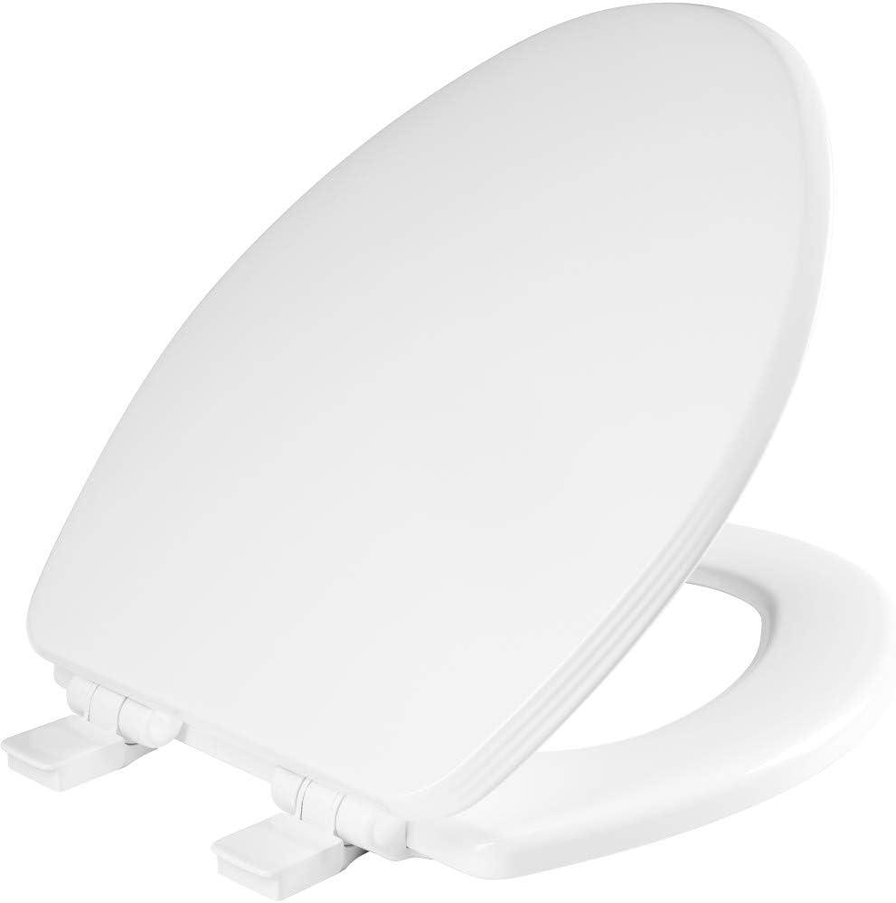 Bemis Ashland Modern Wood Toilet Seat with Decorative Edge, Slow Close, Secure Hinges, Made in USA, Elongated, Cotton White