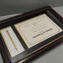 GraduationMall 11x17 Mahogany Diploma Frame with Tassel Holder for 8.5x11 Certificate Document,Real Glass, Black over Gold Mat