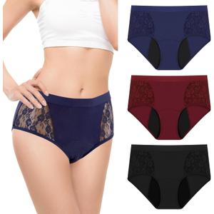 6 Pack Incontinence Underwear for Women, Leak Proof Underwear for Women Washable & Reusable for Leakage Protective Panties (Large, Multiple Colors)