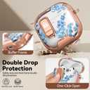 for AirPod 4 Case, with Safty Lock & Phone Stand for Floral AirPod 4 Generation Case Cover for Women Girly, iPod 4 Cases with Keychain & Cleaner Kit -Blue Bells Flower