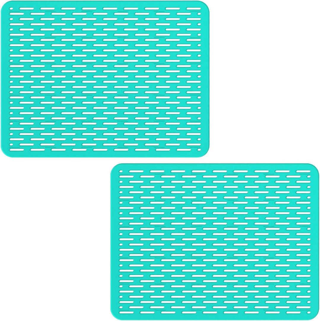 Bligli Mesh Sink Mat, 15.7 x 11.8inch Sink Prtector Mats for Kitchen Sinks, PVC Eco-Friendly Sink Protectors for Bottom of Sink, Fast Draining, Easy Cleaning, Clear Green